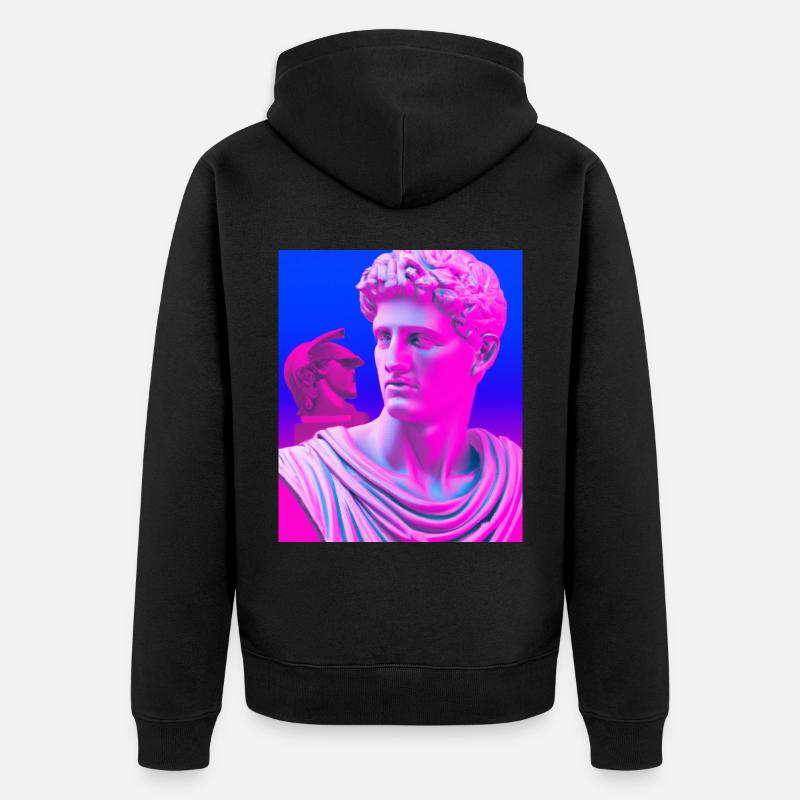 Vaporwave Statue Buste romain - Veste à capuche bio Premium Unisexe - noir