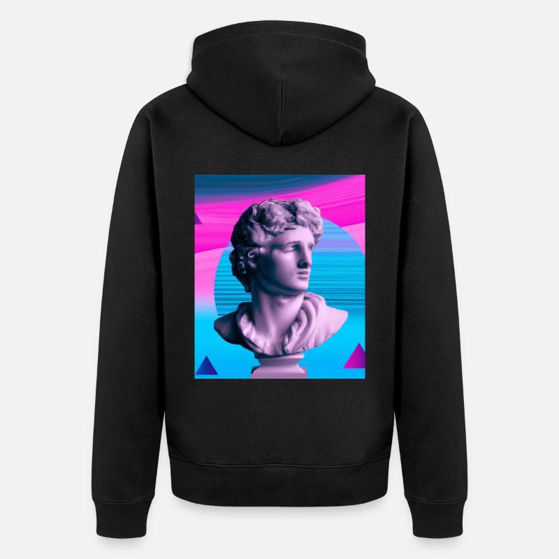 Vaporwave Statue Buste romain - Veste à capuche bio Premium Unisexe - noir
