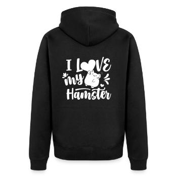 Ich Liebe Meinen Hamster Süß Haustier Besitzer - Unisex Premium Bio Zip Hoodie - Schwarz - Hinten - Nico (187cm)