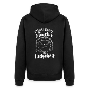 Please do not touch the hedgehog Pet cute - Unisex Premium Organic Zip Hoodie - black - Back - Nico (187cm)
