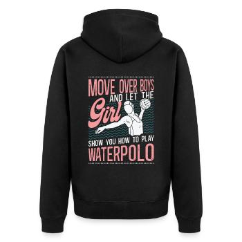 Water Polo Girl Vintage Move Over - Unisex Premium Organic Zip Hoodie - black - Back - Nico (187cm)