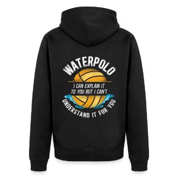 Water Polo Vintage Water Polo I - Unisex Premium Bio Zip Hoodie - Schwarz - Hinten - Nico (187cm)