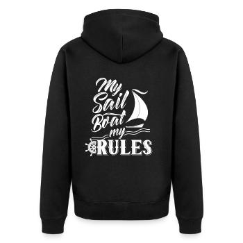 Mon bateau Mes règles Voilier Marins Voile - Veste à capuche bio Premium Unisexe - noir - Dos - Nico (187cm)