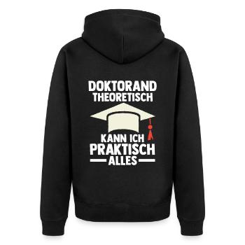 Doktor Abschluss Doktorand Promotion Doktortitel - Unisex Premium Bio Zip Hoodie - Schwarz - Hinten - Nico (187cm)