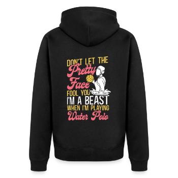 Water Polo Girl Don't Let The - Unisex Premium Organic Zip Hoodie - black - Back - Nico (187cm)