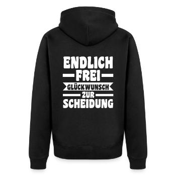 Scheidungsparty Geschieden Scheidung - Unisex Premium Bio Zip Hoodie - Schwarz - Hinten - Nico (187cm)