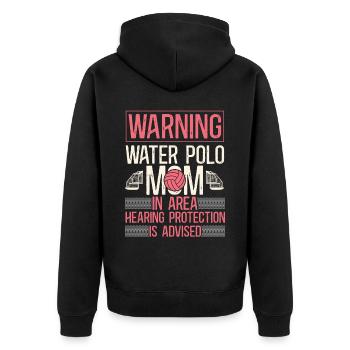 Water Polo Mom Vintage Warning - Unisex Premium Organic Zip Hoodie - black - Back - Nico (187cm)
