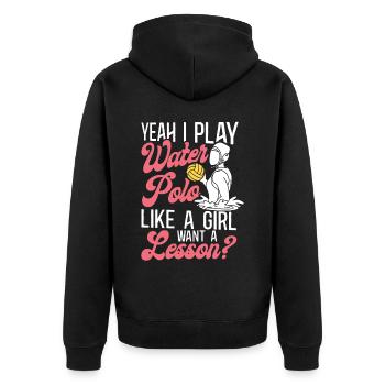 Water Polo Girl oui je joue à l’eau - Veste à capuche bio Premium Unisexe - noir - Dos - Nico (187cm)
