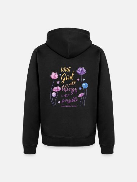 Religious Quote Christian Gift - Unisex Premium Organic Zip Hoodie - black