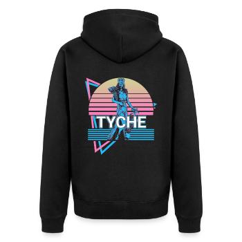 Tyche Göttin des Glücks und der Fortuna Retro - Unisex Premium Bio Zip Hoodie - Schwarz - Hinten - Nico (187cm)
