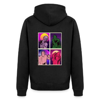 Zombie Halloween Gruselig - Unisex Premium Bio Zip Hoodie - Schwarz - Hinten - Nico (187cm)