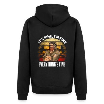 Funny Craftsman Construction Worker Quote - Unisex Premium Organic Zip Hoodie - black - Back - Nico (187cm)