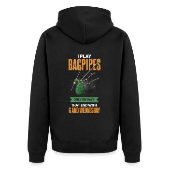 Lustiges Dudelsackspieler Musiker Design - Unisex Premium Bio Zip Hoodie - Schwarz - Hinten - Nico (187cm)
