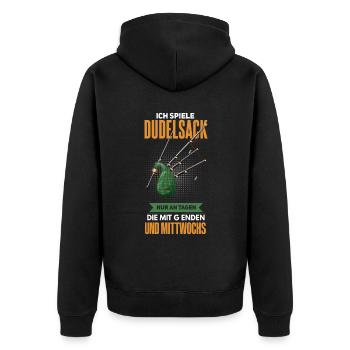Lustiges Dudelsackspieler Musiker Design - Unisex Premium Bio Zip Hoodie - Schwarz - Hinten - Nico (187cm)