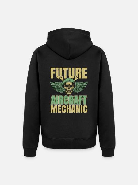 Flugzeug Mechaniker Schädel - Unisex Premium Bio Zip Hoodie - Schwarz