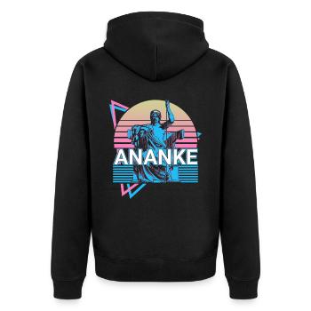 Déesse Ananke Mythologie grecque antique - Veste à capuche bio Premium Unisexe - noir - Dos - Nico (187cm)