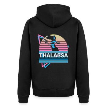 Déesse Thalassa Mythologie grecque antique - Veste à capuche bio Premium Unisexe - noir - Dos - Nico (187cm)
