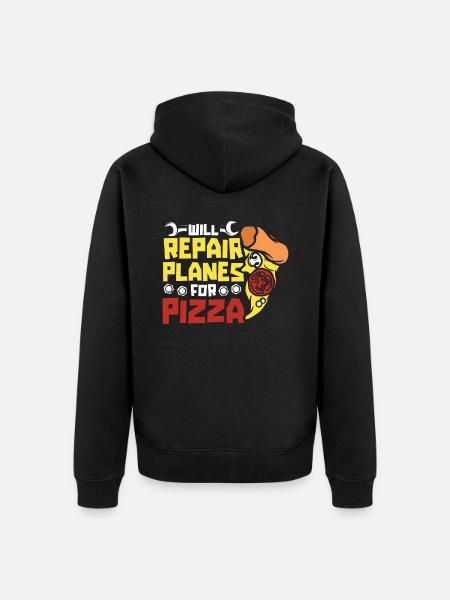 Flugzeug Mechaniker Pizza - Unisex Premium Bio Zip Hoodie - Schwarz