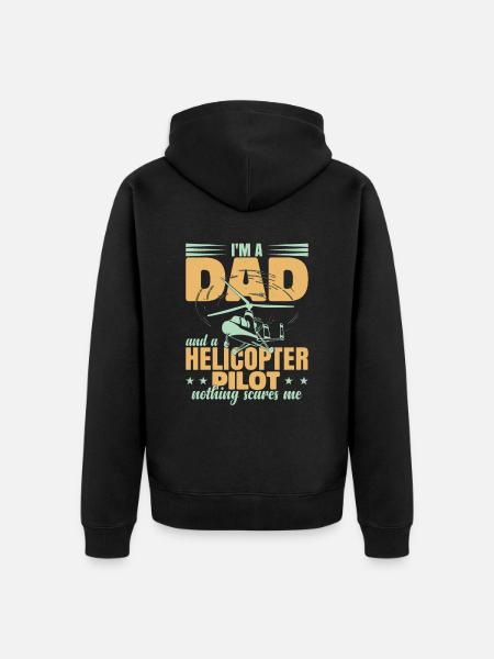 Helicopter Pilot Dad - Unisex Premium Organic Zip Hoodie - black