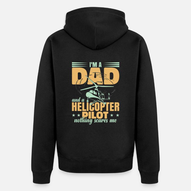 Papa pilote d’hélicoptère - Veste à capuche bio Premium Unisexe - noir