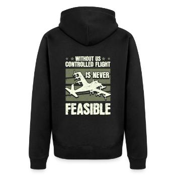 Flugzeug Mechaniker - Unisex Premium Bio Zip Hoodie - Schwarz - Hinten - Nico (187cm)
