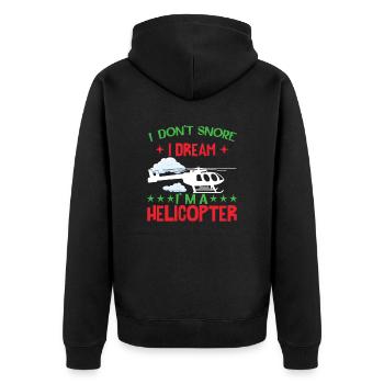 Hubschrauber Lustiger Pilot Humor - Unisex Premium Bio Zip Hoodie - Schwarz - Hinten - Nico (187cm)
