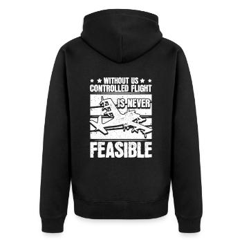 Flugzeug Mechaniker - Unisex Premium Bio Zip Hoodie - Schwarz - Hinten - Nico (187cm)