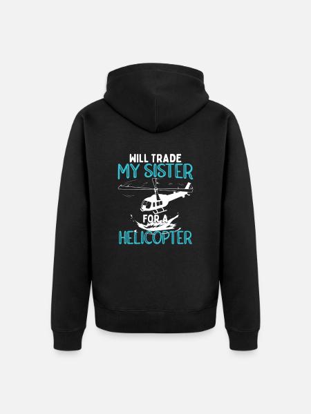 Funny Kids Helicopter - Unisex Premium Organic Zip Hoodie - black