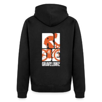 Ride Gravelbike - Radsport mit Fahrrad am Schotter - Unisex Premium Bio Zip Hoodie - Schwarz - Hinten - Nico (187cm)