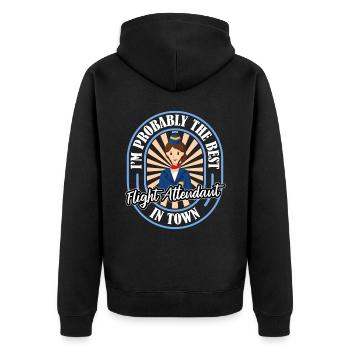 Flight attendant stewardess funny - Unisex Premium Organic Zip Hoodie - black - Back - Nico (187cm)