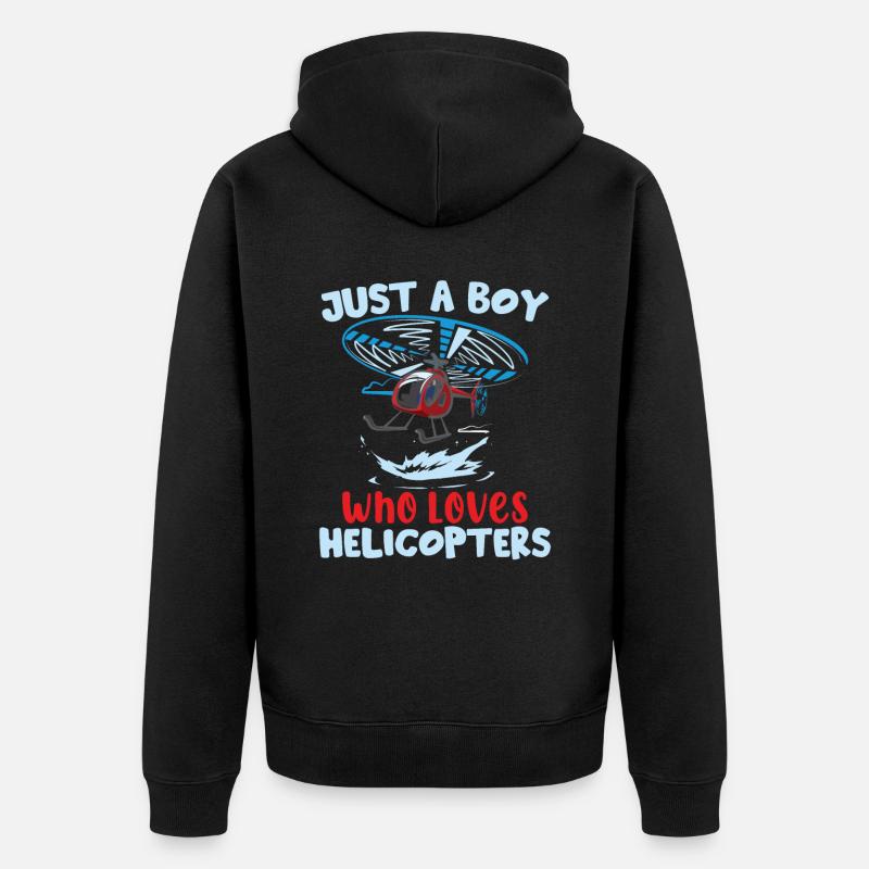 Junge Hubschrauberpilot - Unisex Premium Bio Zip Hoodie - Schwarz