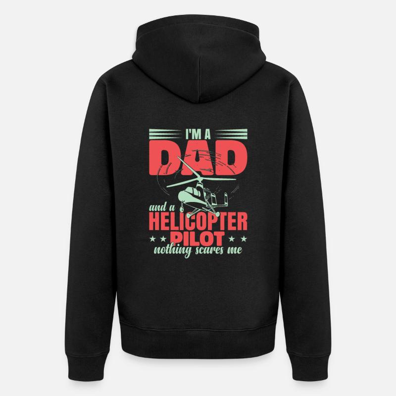 Drôle de pilote papa hélicoptère - Veste à capuche bio Premium Unisexe - noir