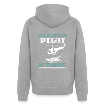 Lustiger Hubschrauberpilot Luftfahrt - Unisex Premium Bio Zip Hoodie - Grau meliert - Hinten - Nico (187cm)