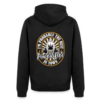 Powerlifting Powerlifter Humor - Unisex Premium Bio Zip Hoodie - Schwarz - Hinten - Nico (187cm)