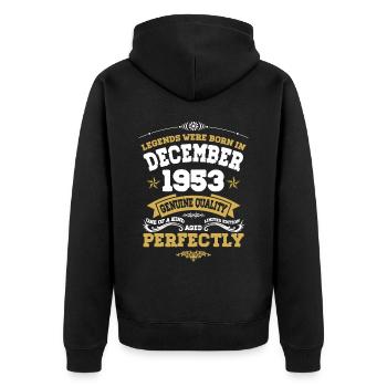 Millésime parfaitement vieilli décembre 1953 - Veste à capuche bio Premium Unisexe - noir - Dos - Nico (187cm)