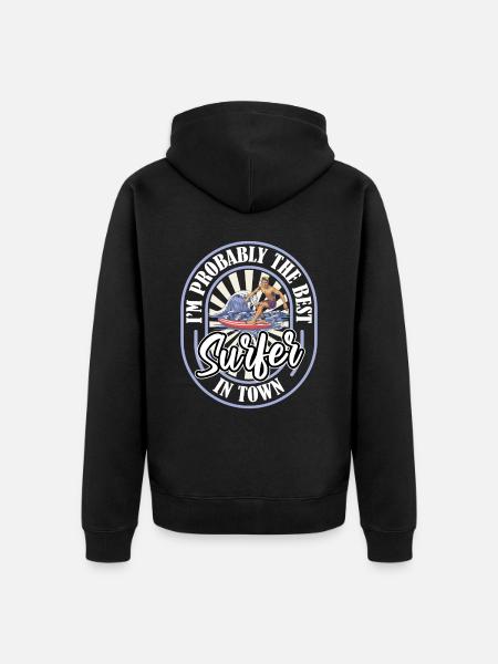 Surfers Surf Funny - Unisex Premium Organic Zip Hoodie - black
