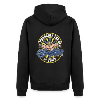Wrestling Wrestler Humor - Unisex Premium Bio Zip Hoodie - Schwarz - Hinten - Nico (187cm)