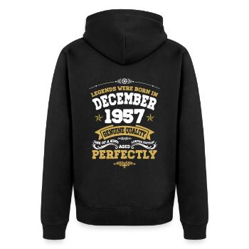 Millésime parfaitement vieilli décembre 1957 - Veste à capuche bio Premium Unisexe - noir - Dos - Nico (187cm)