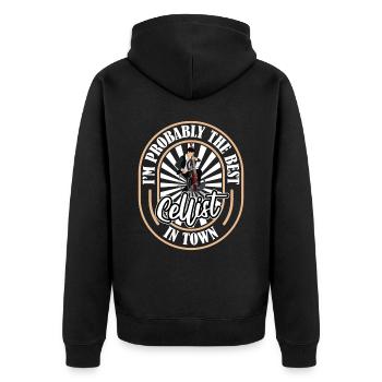 Cello Cellist Humor - Unisex Premium Organic Zip Hoodie - black - Back - Nico (187cm)