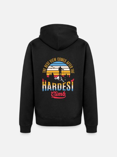 Hiker Mountaineer Climber Mountains - Unisex Premium Organic Zip Hoodie - black