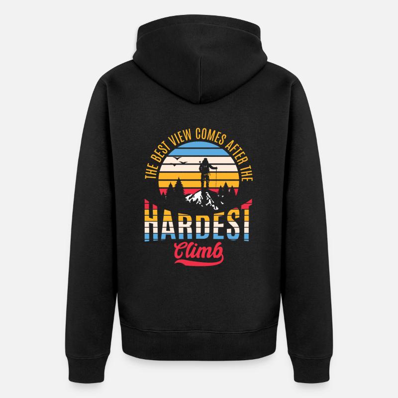 Wanderer Bergsteiger Kletterer Berge - Unisex Premium Bio Zip Hoodie - Schwarz