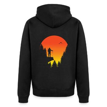 Hikers on a rocky outcrop - Nature - Unisex Premium Organic Zip Hoodie - black - Back - Nico (187cm)