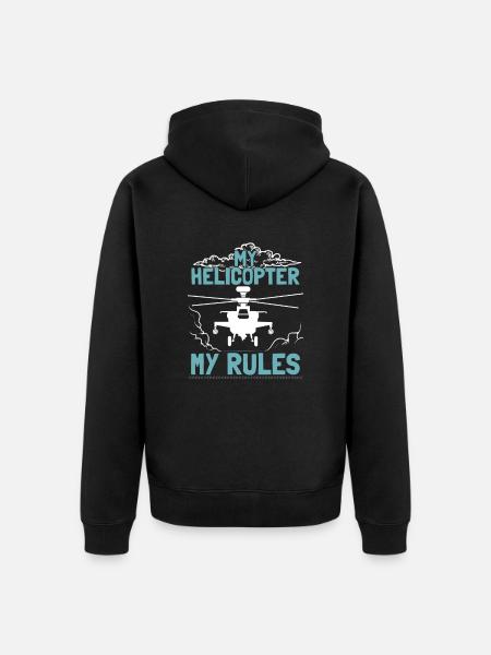 Aviation Flying Helicopter Pilot - Unisex Premium Organic Zip Hoodie - black