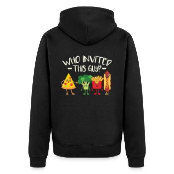 Lustige Fast Food Pizza - Unisex Premium Bio Zip Hoodie - Schwarz - Hinten - Nico (187cm)
