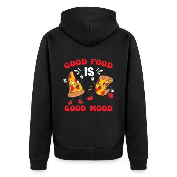 Gutes Essen ist gute Laune Pizza Fast Food - Unisex Premium Bio Zip Hoodie - Schwarz - Hinten - Nico (187cm)