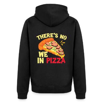 Es gibt kein Wir in Pizza - Unisex Premium Bio Zip Hoodie - Schwarz - Hinten - Nico (187cm)