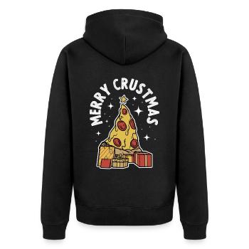 Pizza Christmas Weihnachtsessen Geschenk - Unisex Premium Bio Zip Hoodie - Schwarz - Hinten - Nico (187cm)