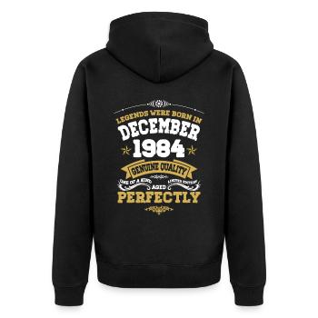 Millésime parfaitement vieilli décembre 1984 - Veste à capuche bio Premium Unisexe - noir - Dos - Nico (187cm)