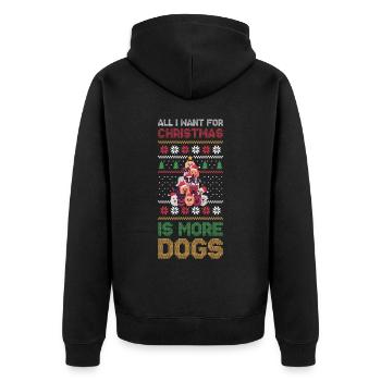 Christmas Dogs Hässlicher Weihnachtspulli Geschenk - Unisex Premium Bio Zip Hoodie - Schwarz - Hinten - Nico (187cm)
