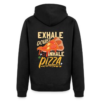 Inhaler la pizza - Veste à capuche bio Premium Unisexe - noir - Dos - Nico (187cm)
